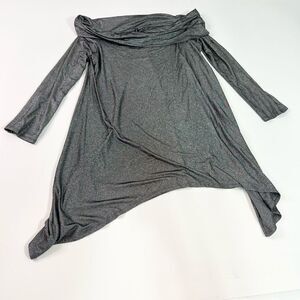 Julian Chang Sweater Women's Silver Off-Shoulder Pullover Tunic Top Plus 3XL NEW